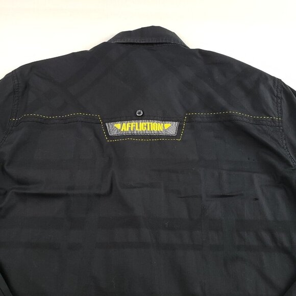 Affliction Button Front Embroidered Shirt Mens Large Black Long Sleeve Casual - Picture 8 of 15
